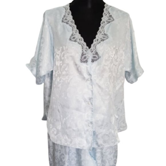 VTG Pajama Lounge Set LovLee Pale Blue Top & Pants - Picture 10 of 10